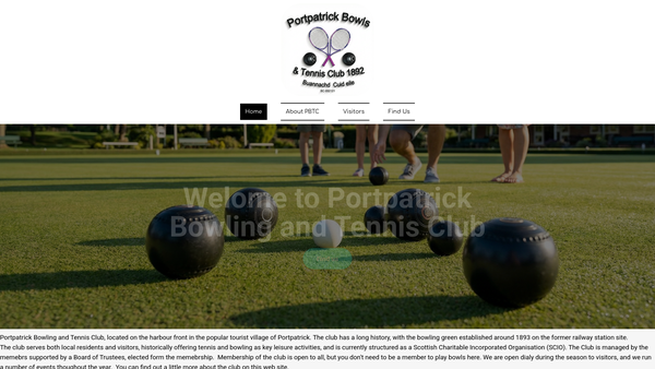 Screenshot of the Portpatrick Bowling and Tennis Club website