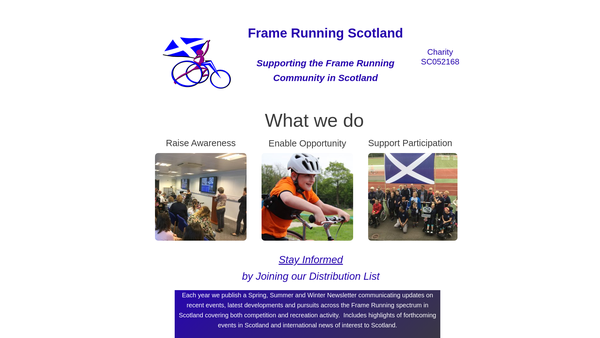 Screenshot of the Frame Running Scotland website