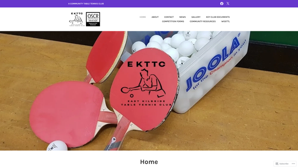Screenshot of the East Kilbride Table Tennis Club website