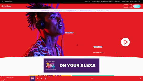 Screenshot of the Shire Radio website
