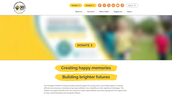 Screenshot of the The Honeypot Children's Charity website