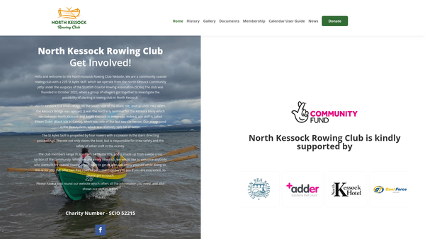 Screenshot of the North Kessock Rowing Club website