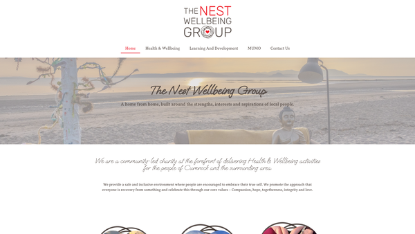 Screenshot of the The Nest Wellbeing Group website