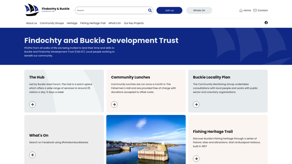 Screenshot of the Findochty and Buckie Development Trust website