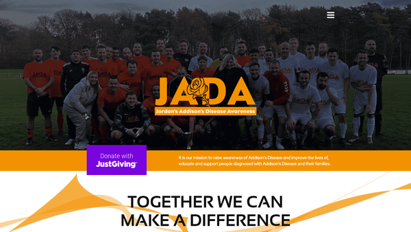 Screenshot of the Jordan's Addison's Disease Awareness website