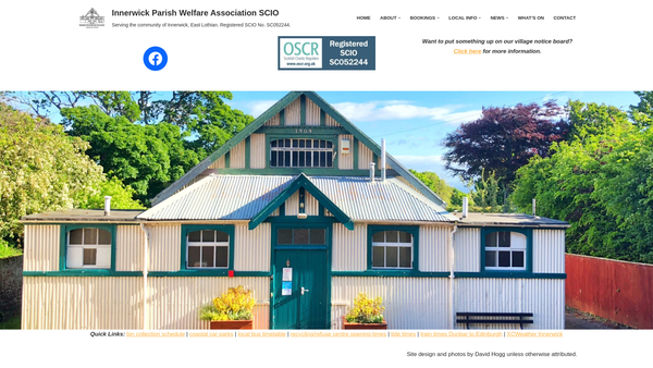 Screenshot of the Innerwick Parish Welfare Association SCIO website