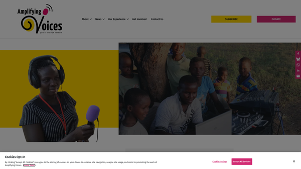 Screenshot of the Amplifying Voices website