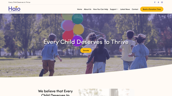 Screenshot of the Highland Action for Little Ones (Halo) website