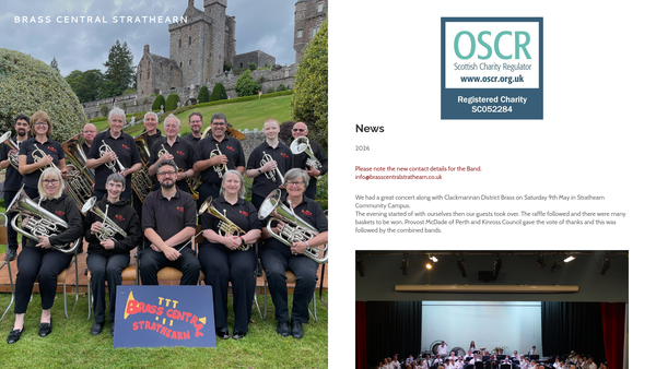 Screenshot of the Brass Central Strathearn website