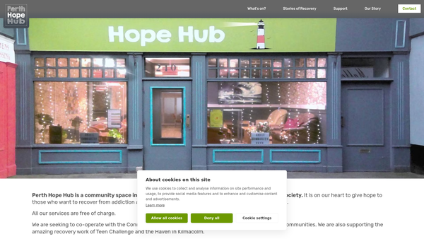 Screenshot of the Perth Hope Hub website