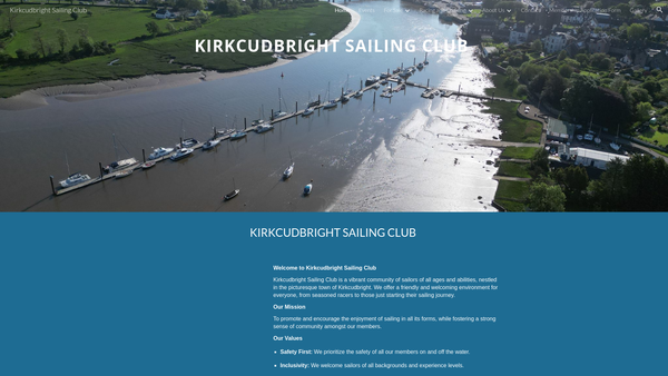 Screenshot of the Kirkcudbright Sailing Club website