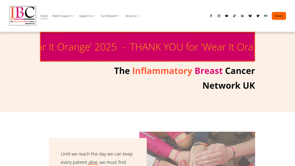 Screenshot of the The Inflammatory Breast Cancer Network UK website