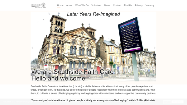 Screenshot of the Southside Faith Care website