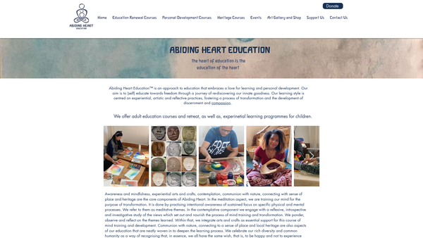 Screenshot of the Abiding Heart Education website