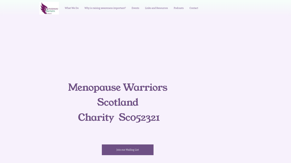 Screenshot of the Menopause Warriors Scotland, SCIO website