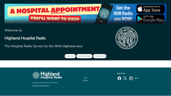 Screenshot of the Inverness Hospitals Broadcasting Service (SCIO) website