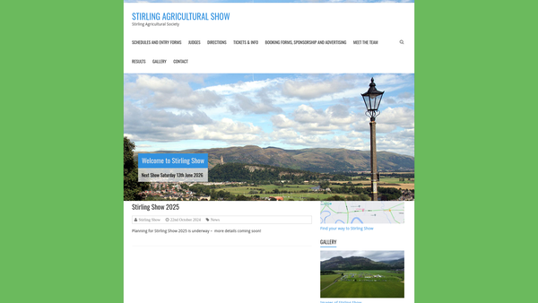 Screenshot of the Stirling Agricultural Society website