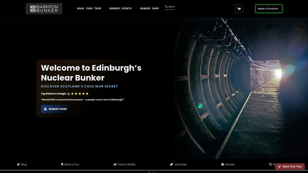 Screenshot of the The Barnton Bunker Preservation Society SCIO website