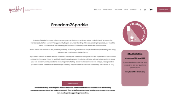 Screenshot of the Sparkle Sisters Edinburgh website