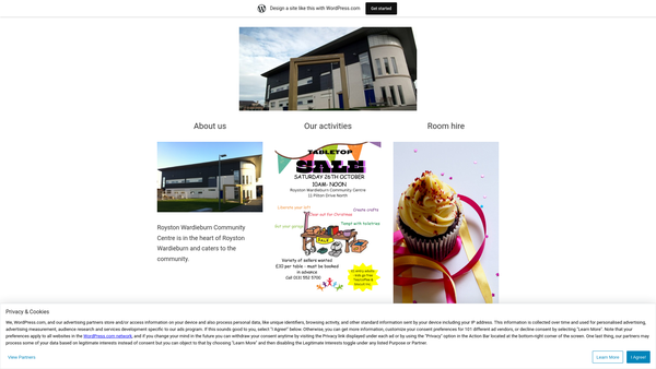 Screenshot of the Royston Wardieburn Community Centre SCIO website