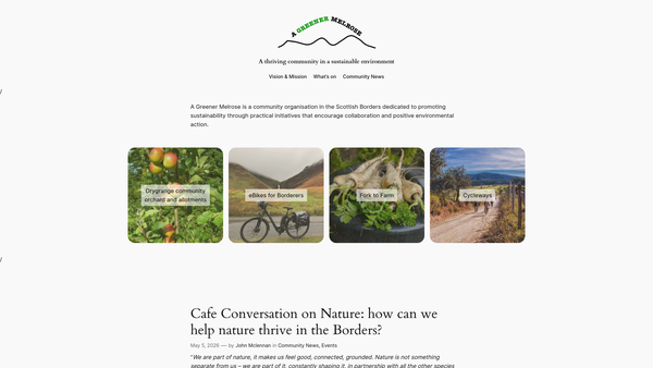 Screenshot of the A Greener Melrose (SCIO) website