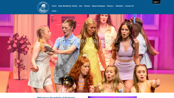 Screenshot of the Harlequin Youth Theatre website