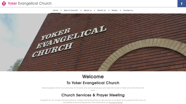 Screenshot of the Yoker Evangelical Church SCIO website