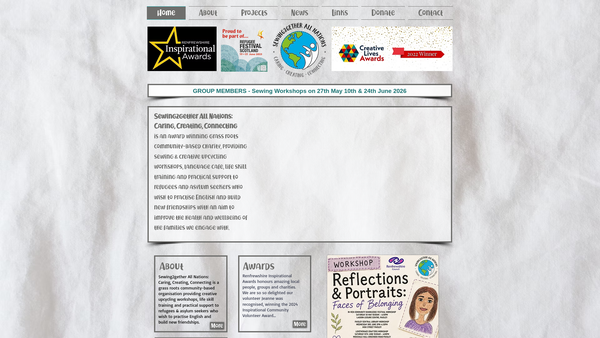 Screenshot of the Sewing2gether All Nations website