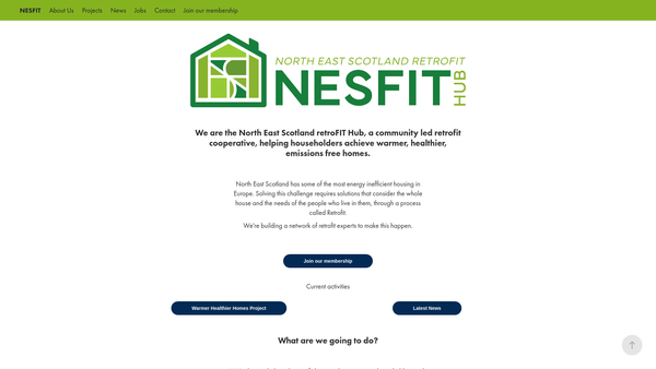Screenshot of the North East Scotland Retrofit Hub Limited website