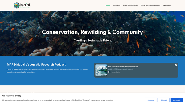 Screenshot of the Ma'at Environment Fund website