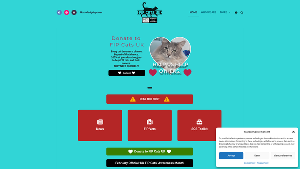 Screenshot of the FIP Cats UK website