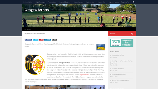 Screenshot of the Glasgow Archers website