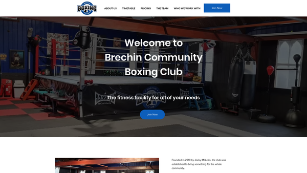 Screenshot of the Brechin Community Boxing and Fitness Club website