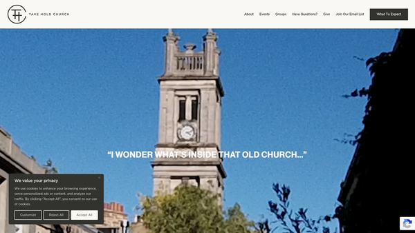 Screenshot of the Take Hold Church SCIO website
