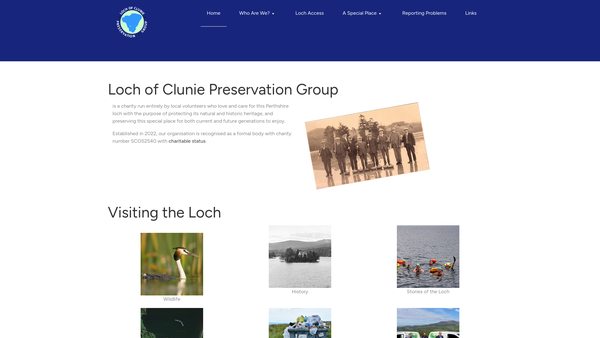Screenshot of the Loch of Clunie Preservation Group website