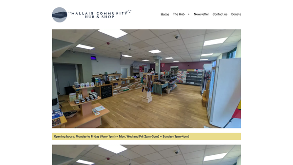 Screenshot of the Mallaig Community Hub and Shop SCIO website