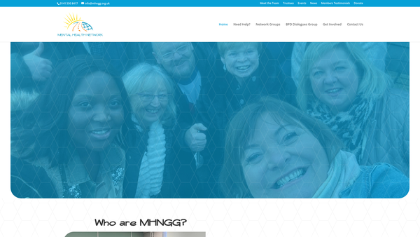 Screenshot of the Mental Health Network Greater Glasgow (SCIO) website