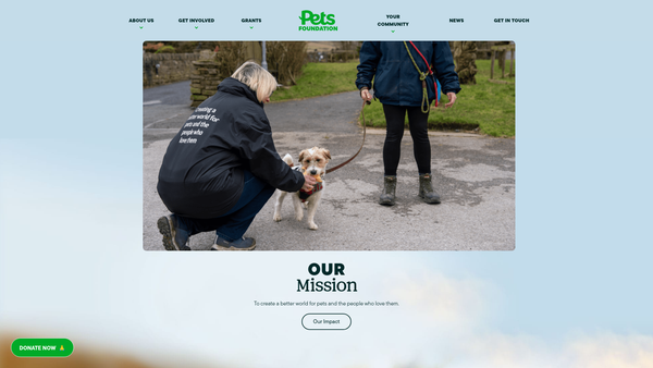 Screenshot of the The Pets at Home Foundation website