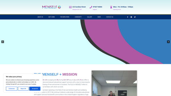 Screenshot of the Menself + website