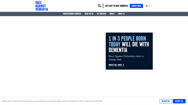 Screenshot of the Race Against Dementia website