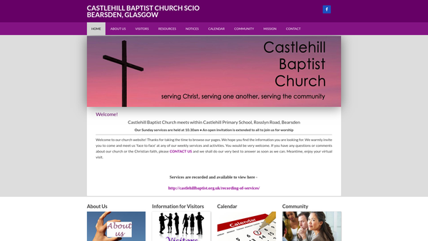 Screenshot of the Castlehill Baptist Church SCIO website