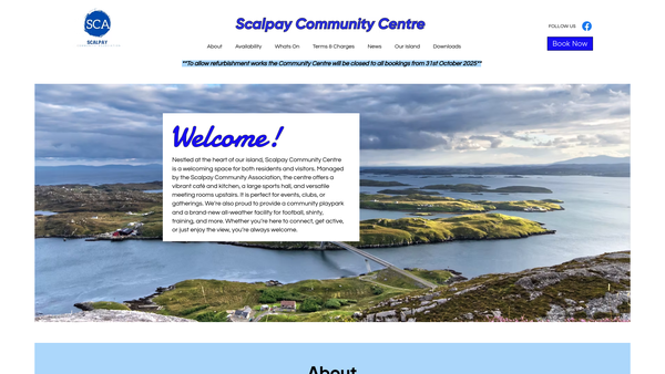 Screenshot of the Scalpay Community Association SCIO website