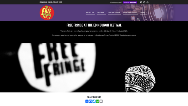 Screenshot of the The Free Fringe website