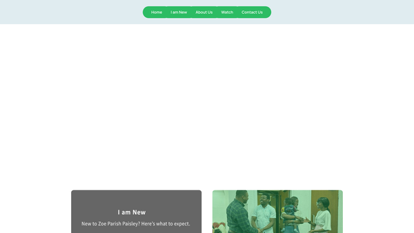 Screenshot of the The Redeemed Christian Church of God (RCCG), Zoe Parish, Paisley SCIO website