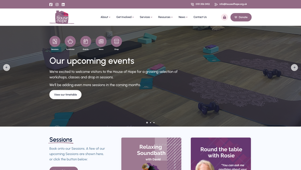 Screenshot of the The House of Hope (Scotland) website