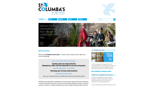 Screenshot of the St Columba's by the Castle Scottish Episcopal Church SCIO website