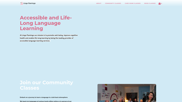 Screenshot of the Lingo Flamingo website
