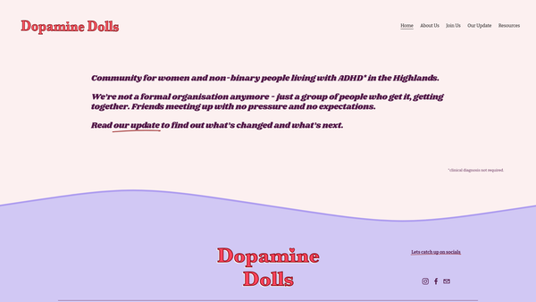 Screenshot of the Dopamine Dolls website