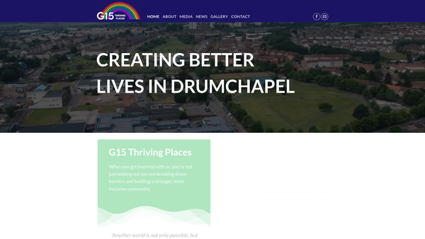 Screenshot of the G15 Thriving Places website