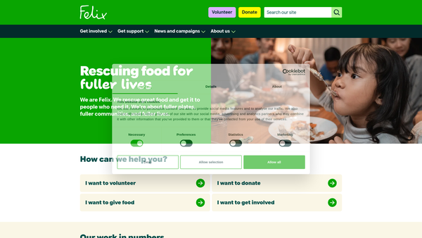 Screenshot of the Felix Charity website